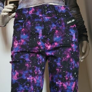Galaxy Print Button-Up Skinnies